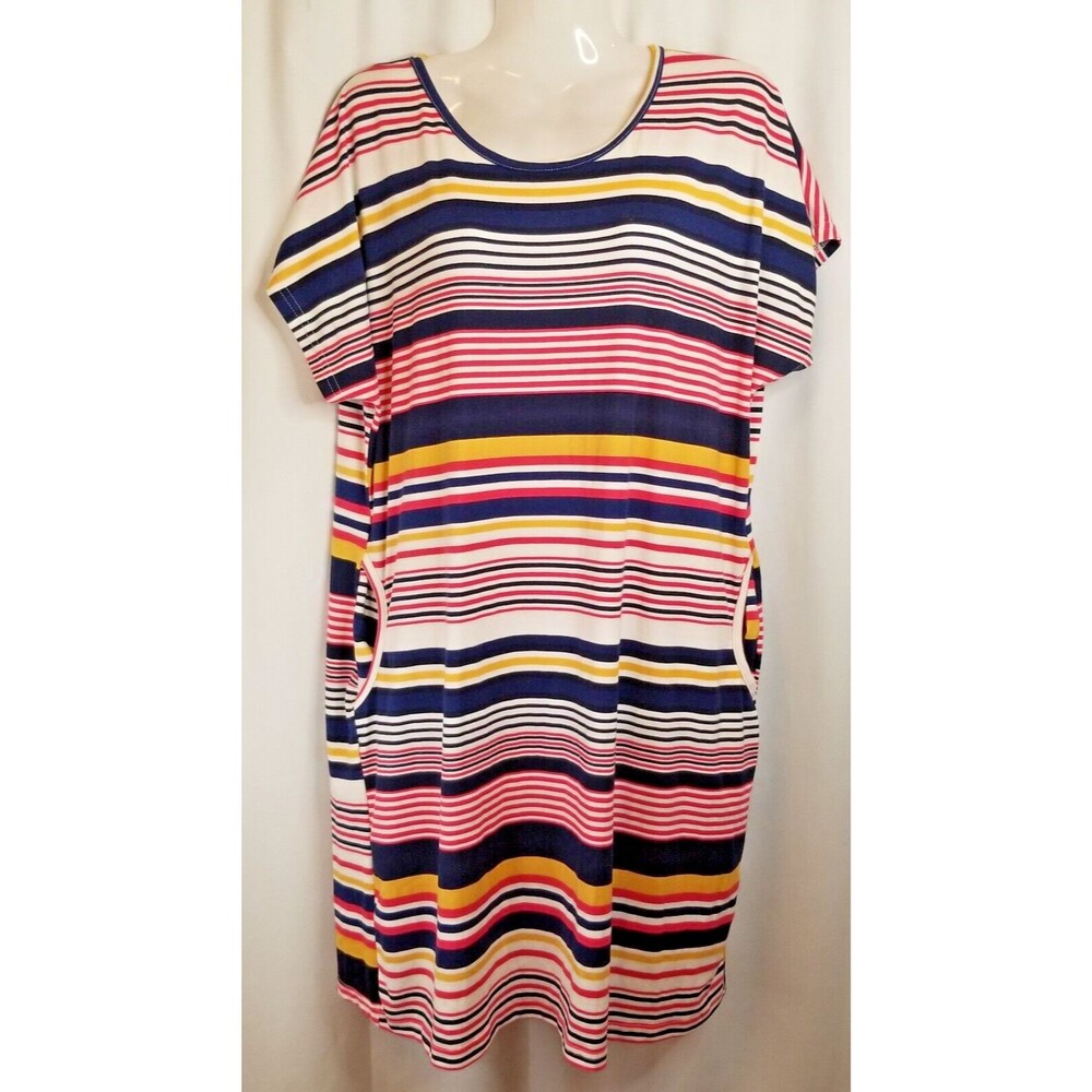 Women's Striped Dress Pockets Comfort Style Casual Lounge or Coverup Size L/XL